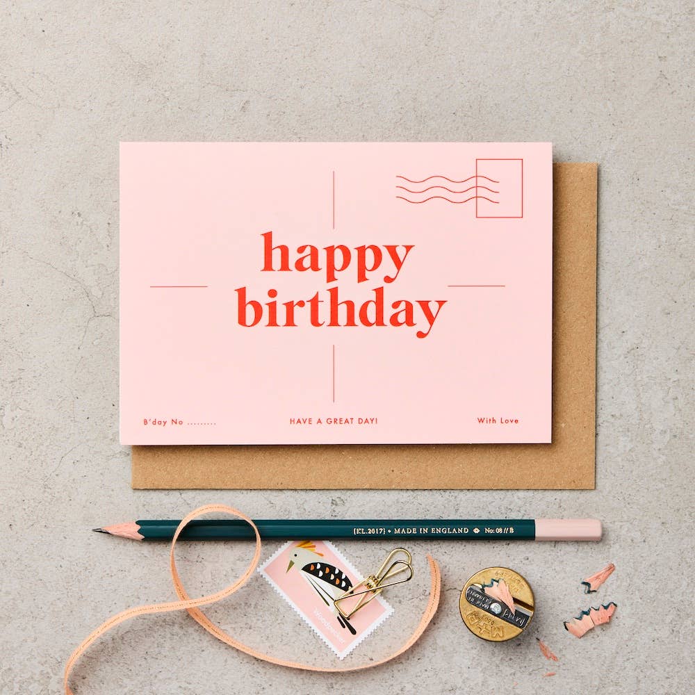 Postcard Happy Birthday Stamp Greeting Card