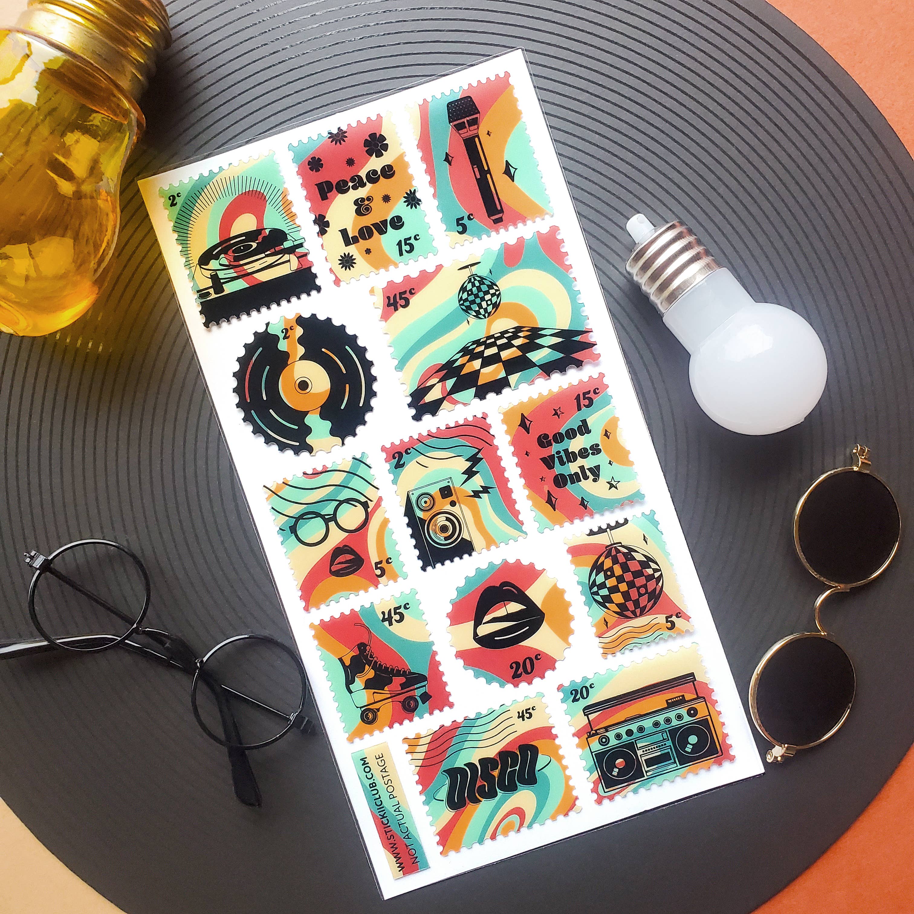 Let’s Groove Stamps Sticker Sheet