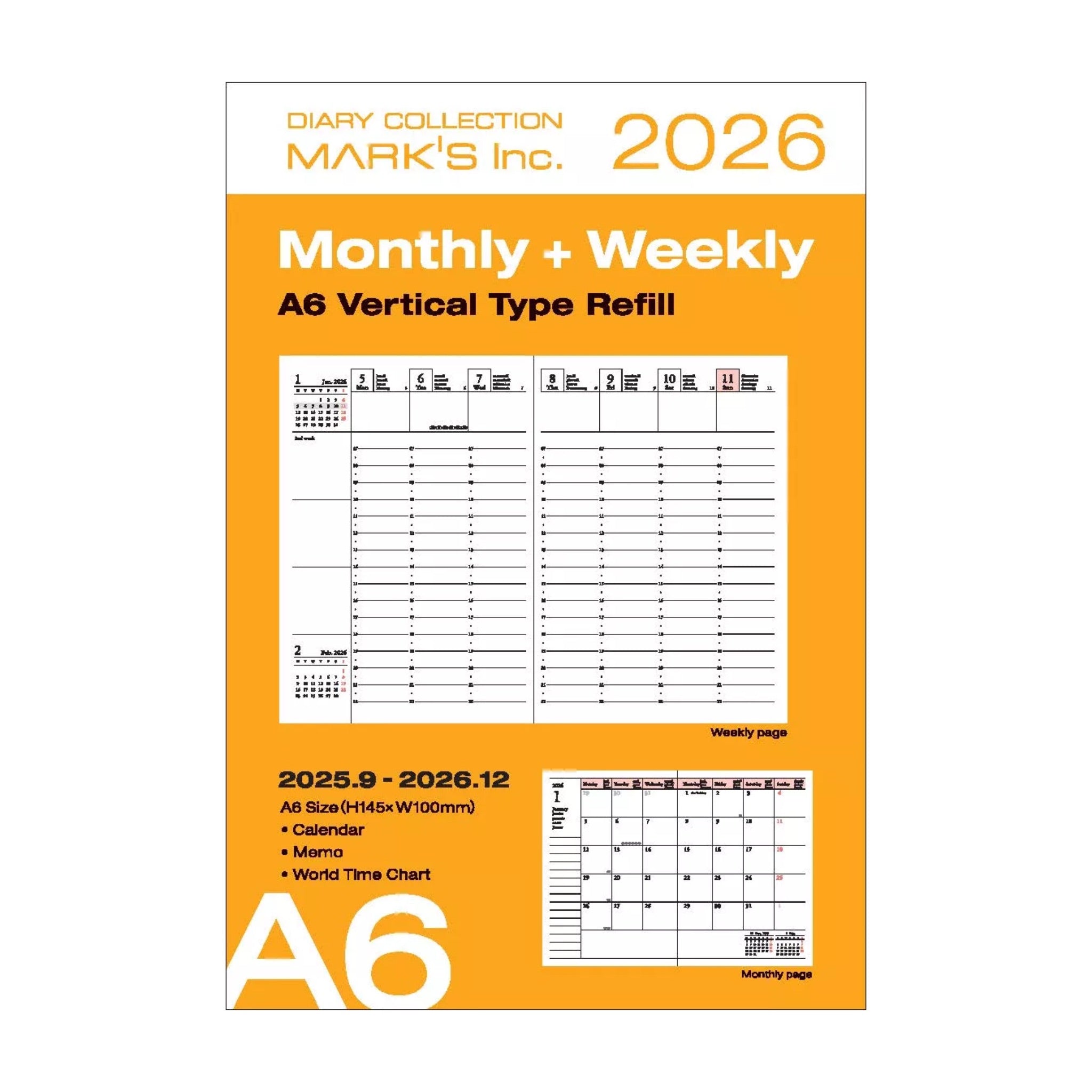 2026 diary collection refill with monthly and weekly layout on a white background