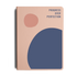 Notebook with abstract shapes and 'Progress Over Perfection' text on a beige background