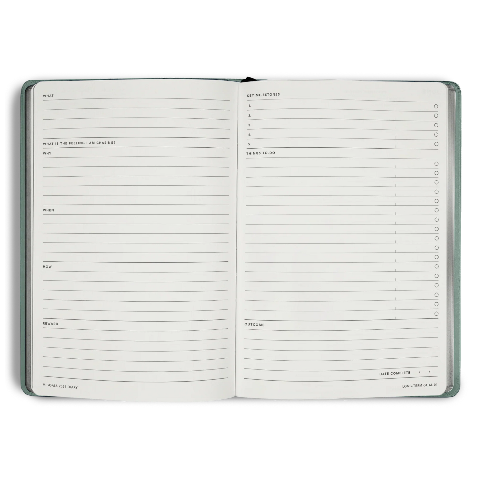 Open planner with checklists and notes on a white background