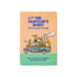 Notebook with illustration of a truck and people on a peach and green background