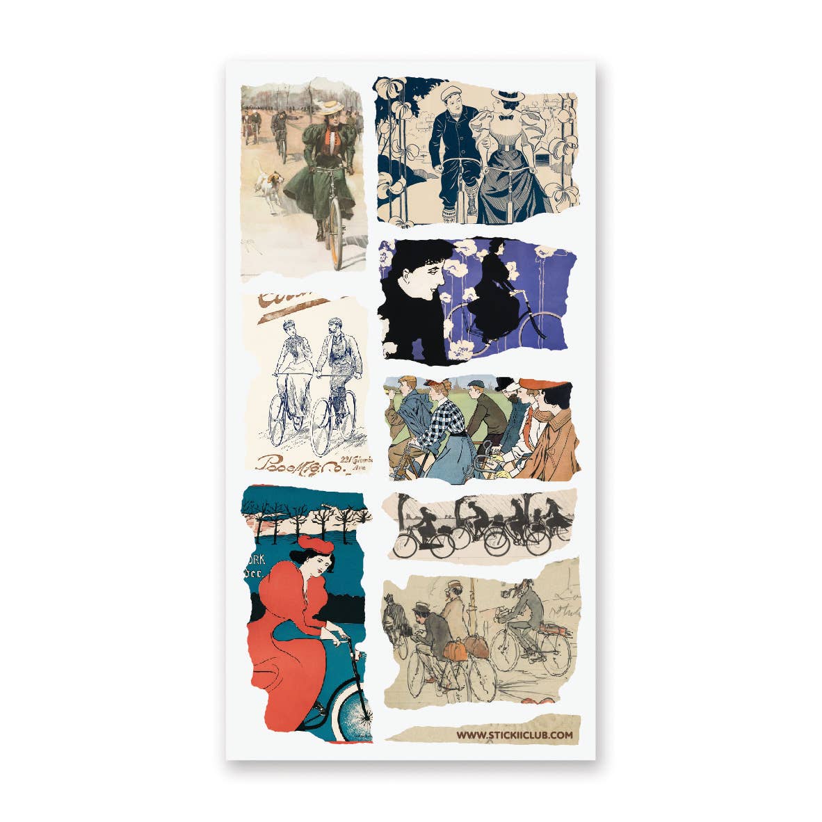 Vintage Cycling Collage Sticker Sheet