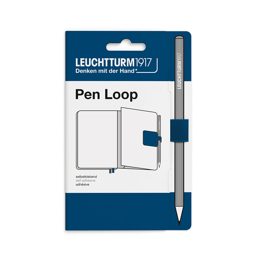 Leuchtturm1917 pen loop packaging with a pencil on a white background