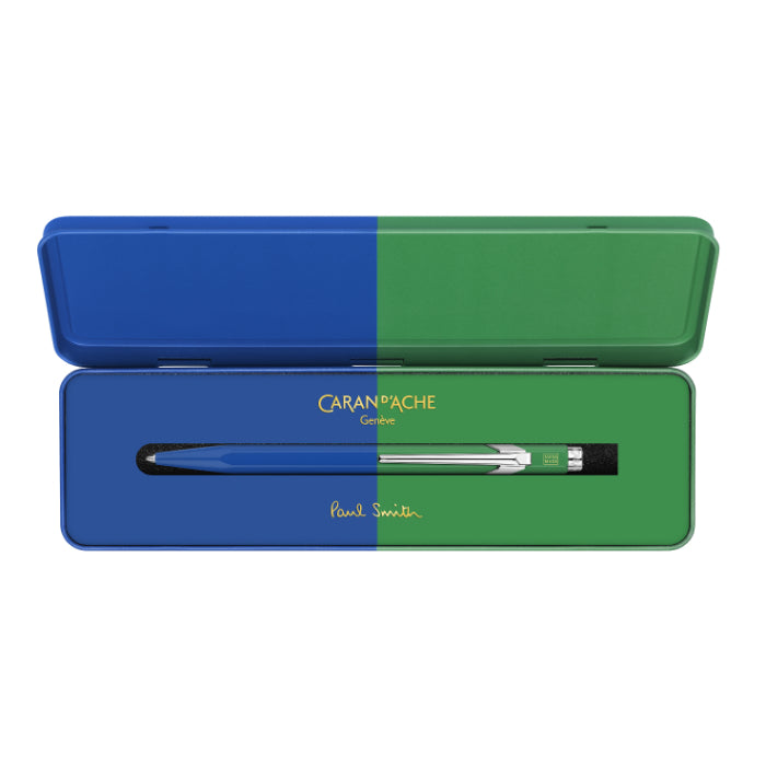 Blue and Green Caran D'Ache x Paul Smith 849 ballpoint