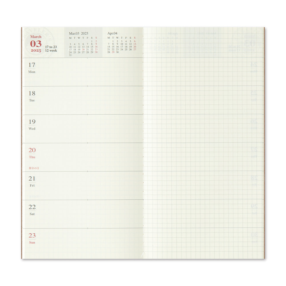 TRAVELER'S Notebook Refill: 2025 Diary Weekly + Memo