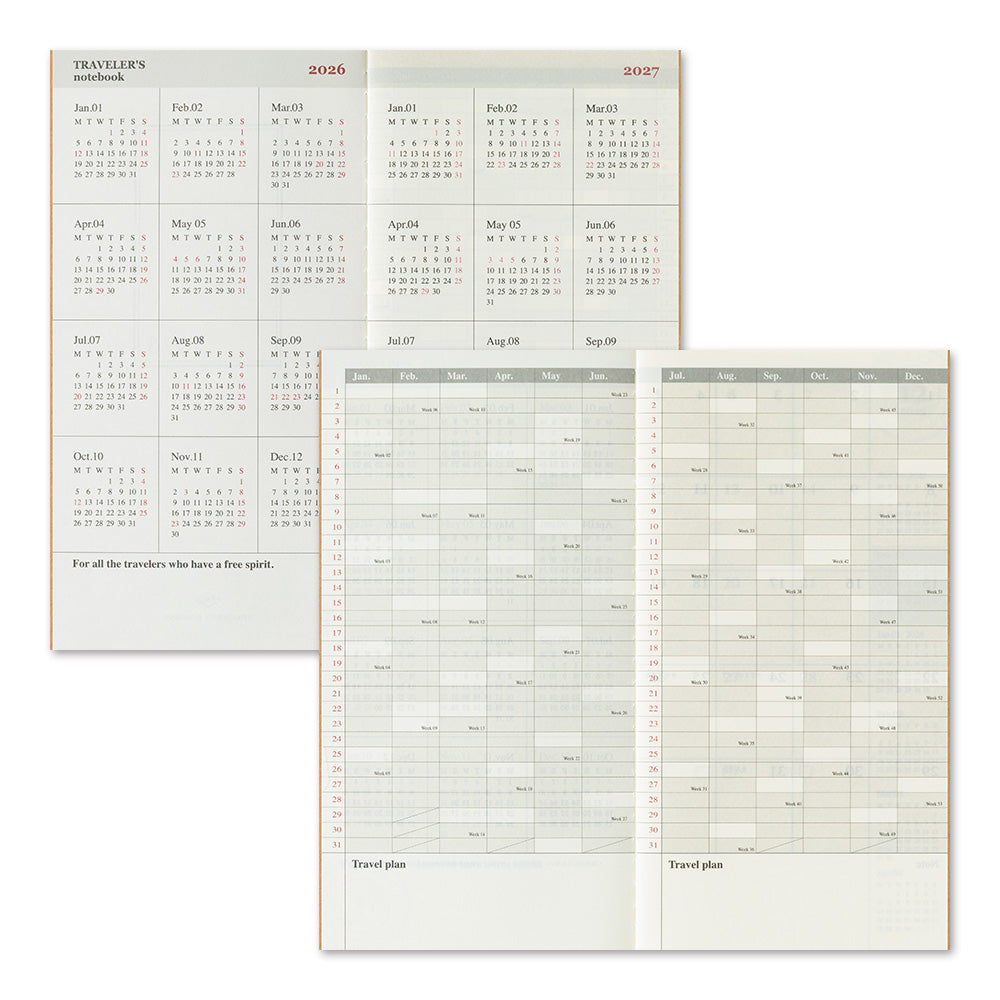 TRAVELER'S Notebook Refill: Monthly Diary 2026 *PRE ORDER*