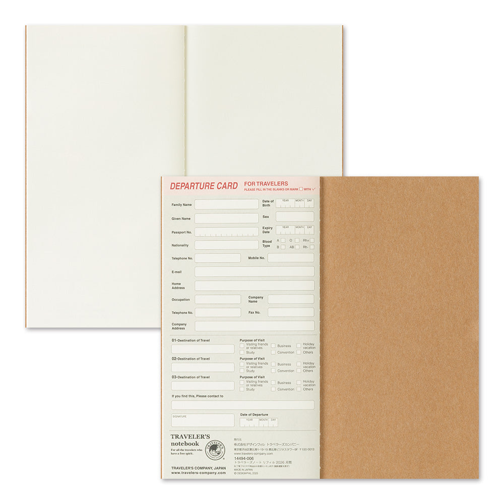 TRAVELER'S Notebook Refill: Monthly Diary 2026 *PRE ORDER*