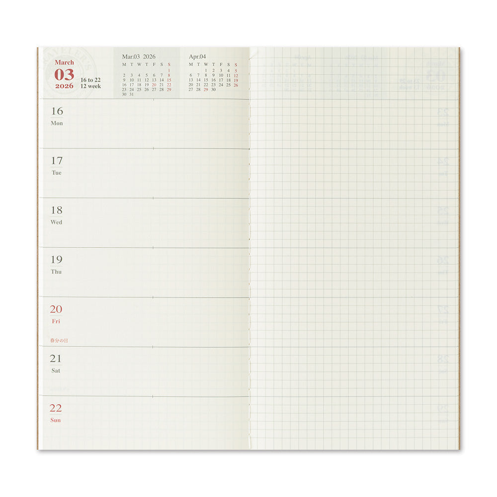 TRAVELER'S Notebook Refill: Weekly + Memo Diary 2026 *PRE ORDER*