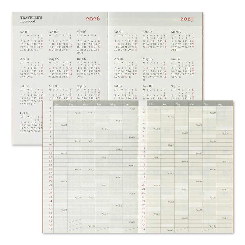 TRAVELER'S Notebook Passport Refill: Monthly Diary 2026 *PRE ORDER*