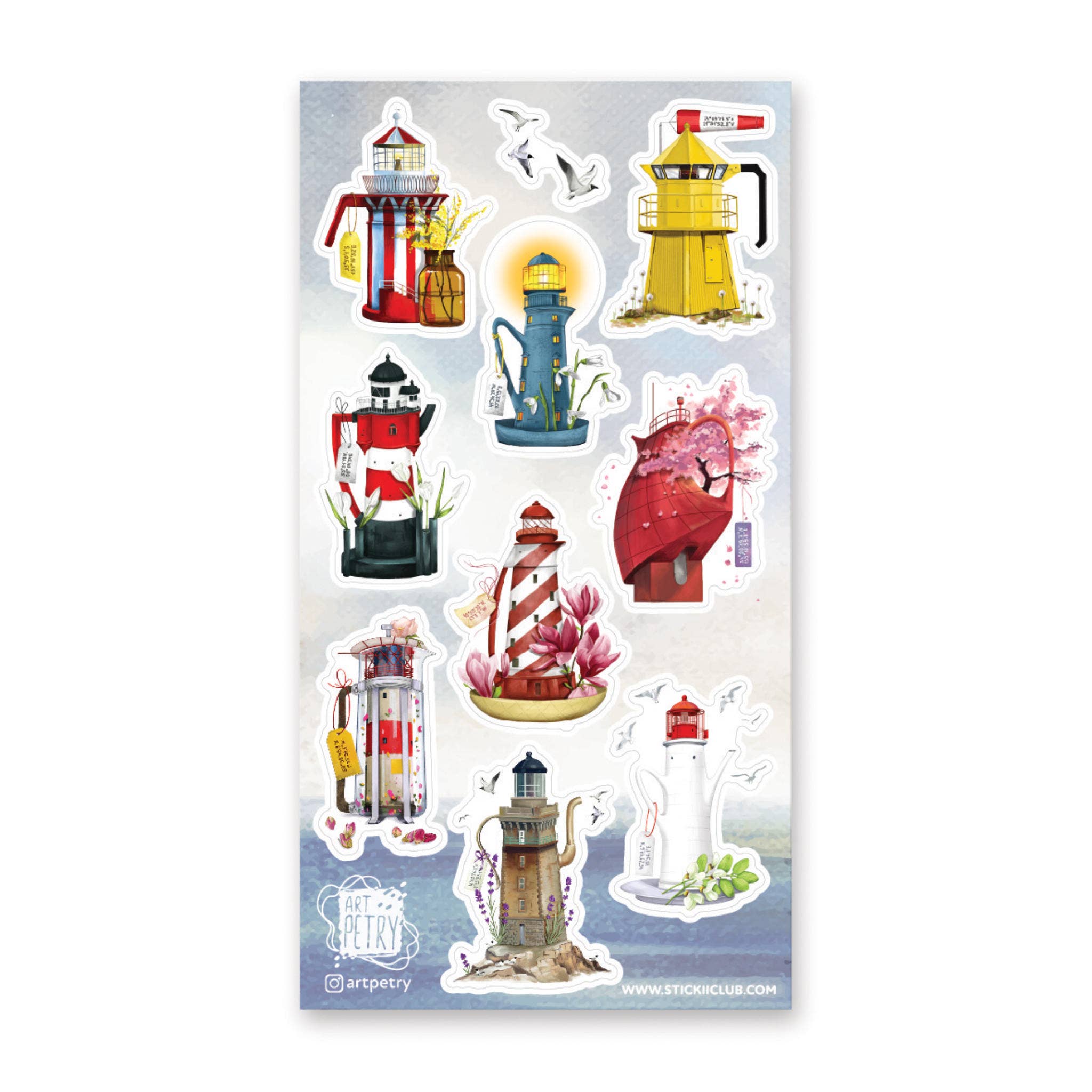 Teapot Lighthouses Sticker Sheet