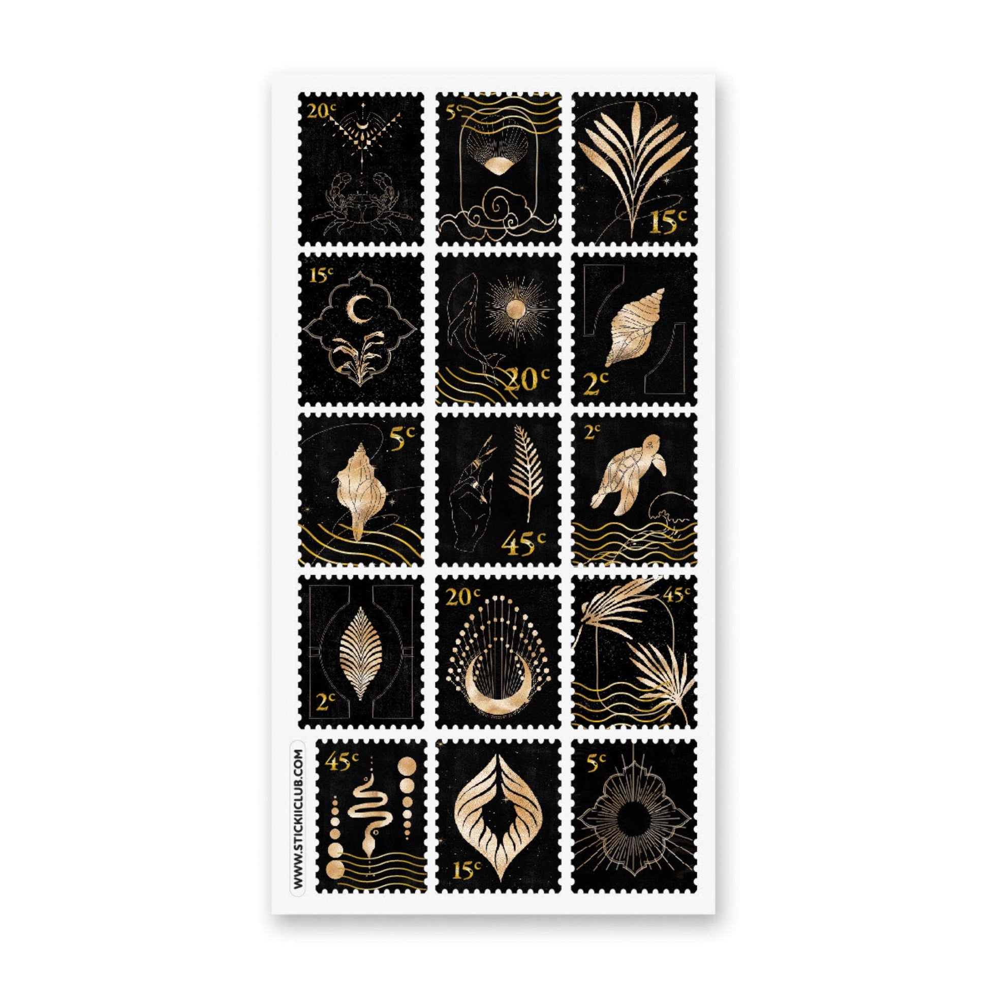 Golden Sealife Stamps Sticker Sheet