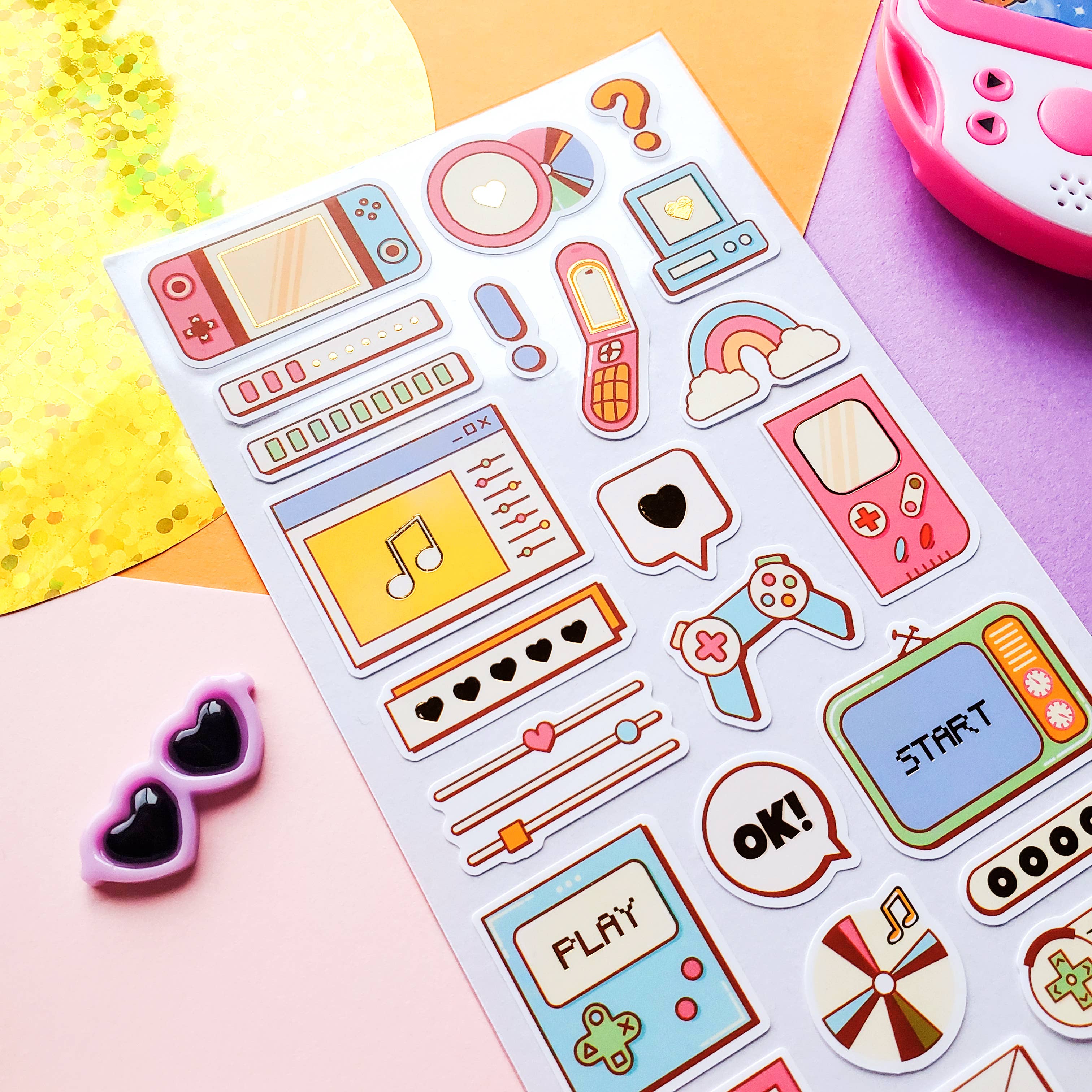 Retro Tech Love Sticker Sheet