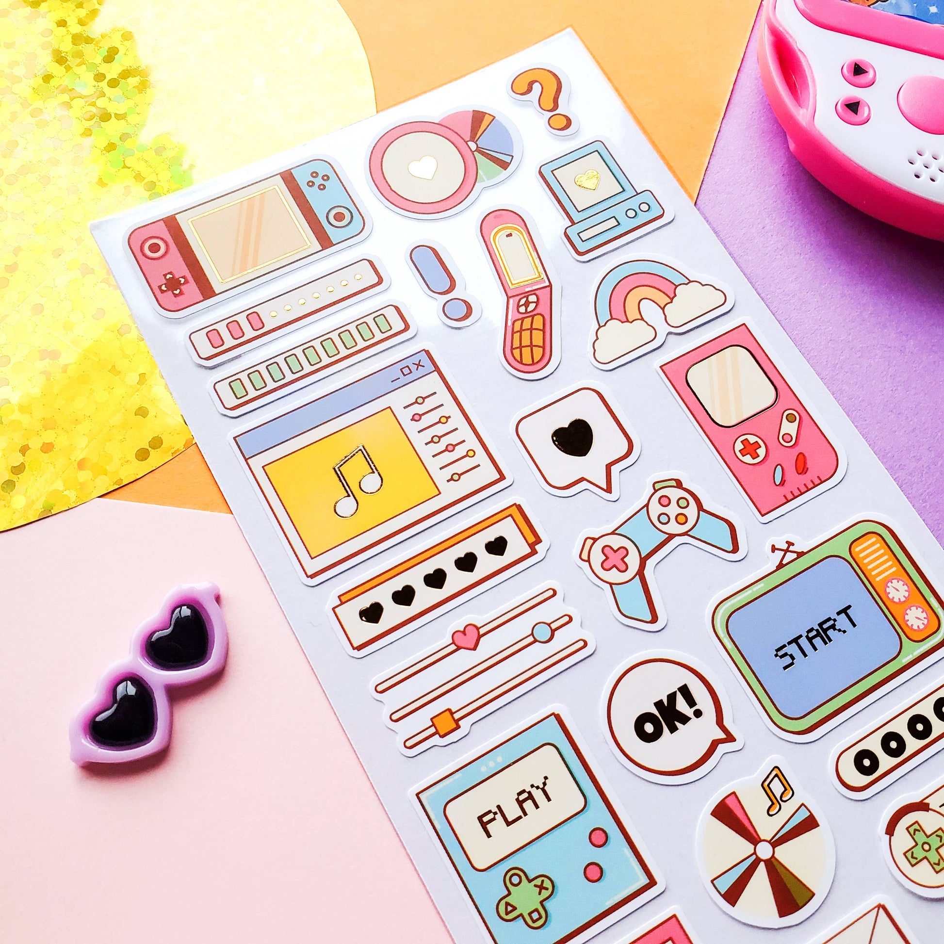 Retro Tech Love Sticker Sheet