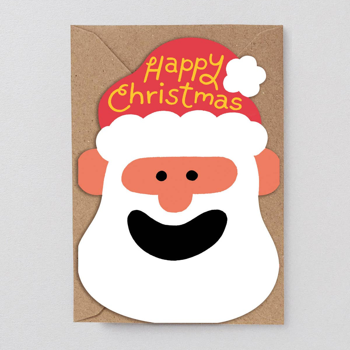 Happy Christmas Santa Holiday Die Cut Greeting Card