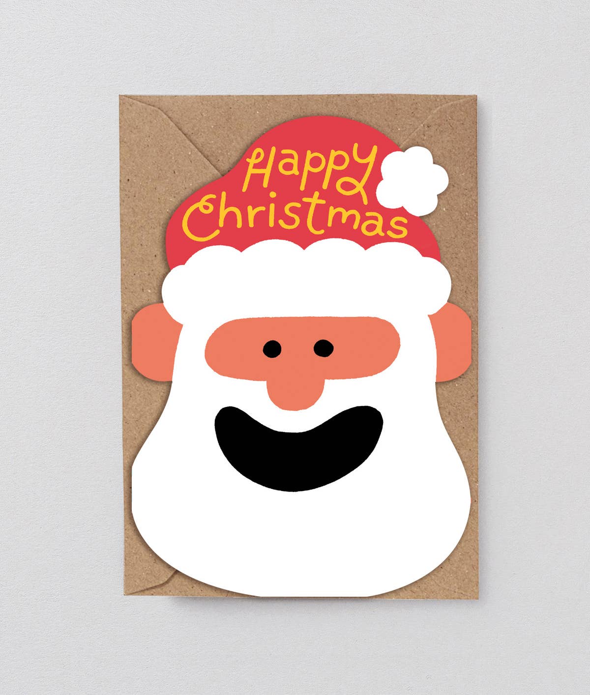 Happy Christmas Santa Holiday Die Cut Greeting Card