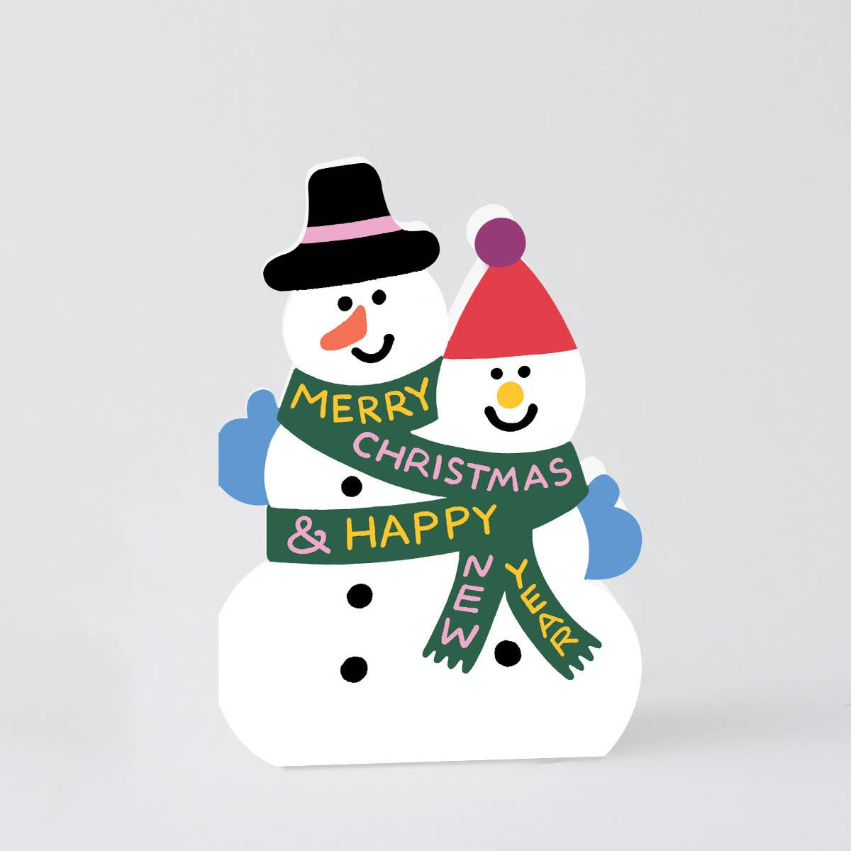 Snowmen Merry Christmas Holiday Die Cut Greeting Card