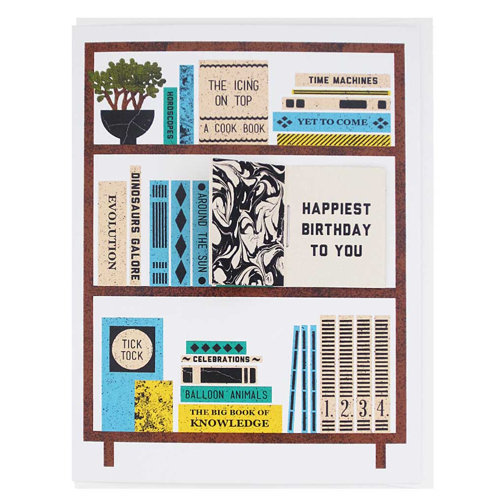 Birthday Book Shelves Greeting Card