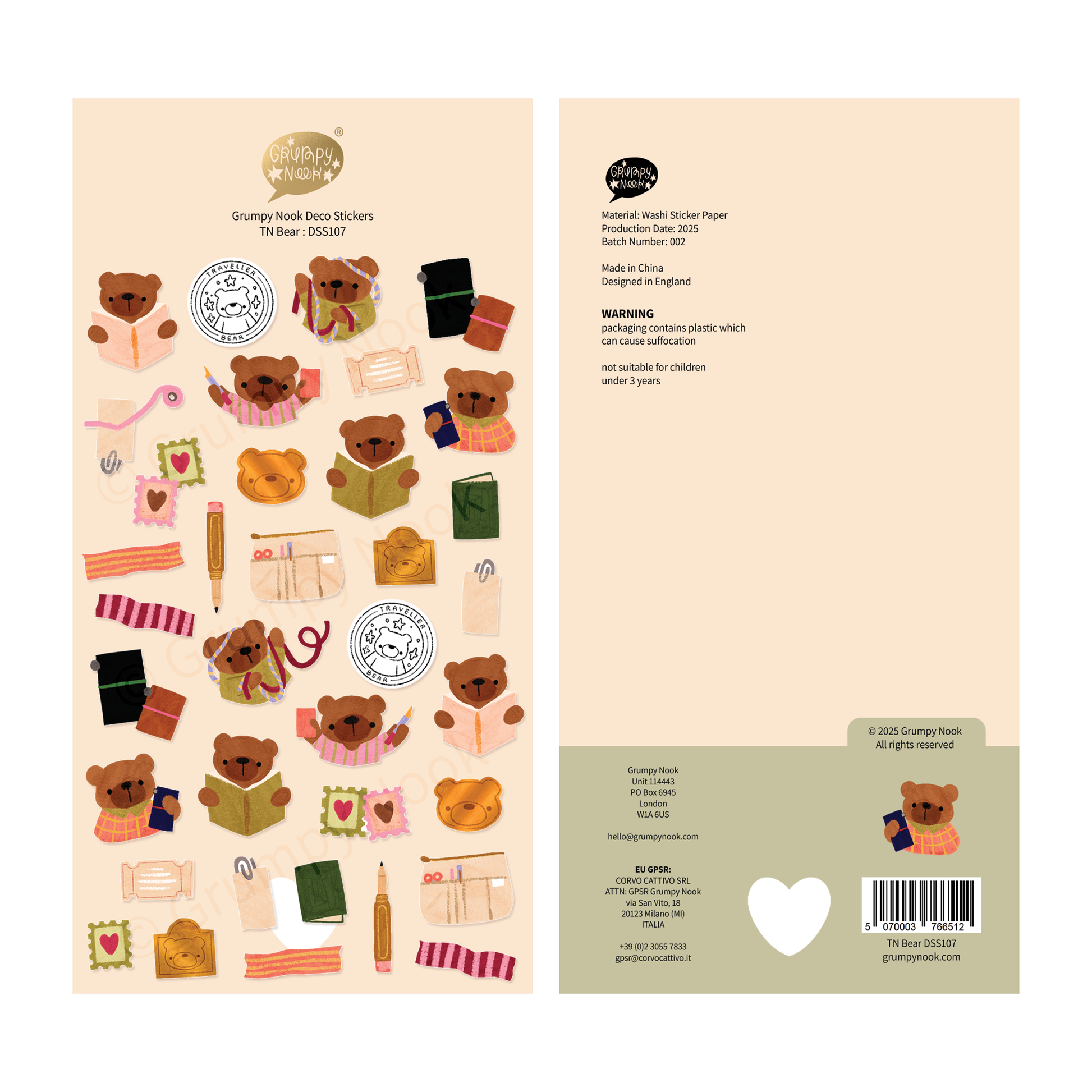 TN Bear Deco Sticker Sheet