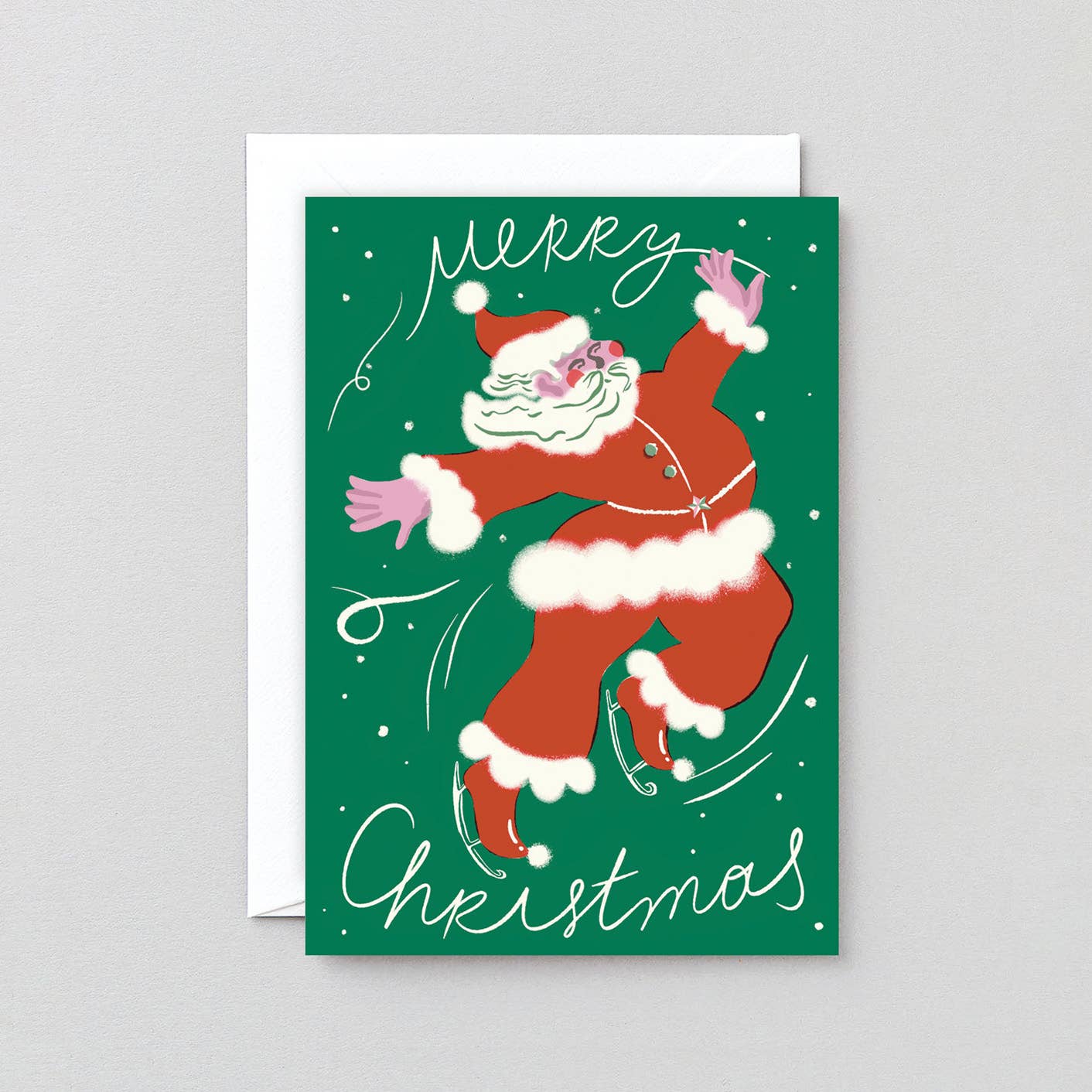Ice Skating Santa Holiday Greeting Card