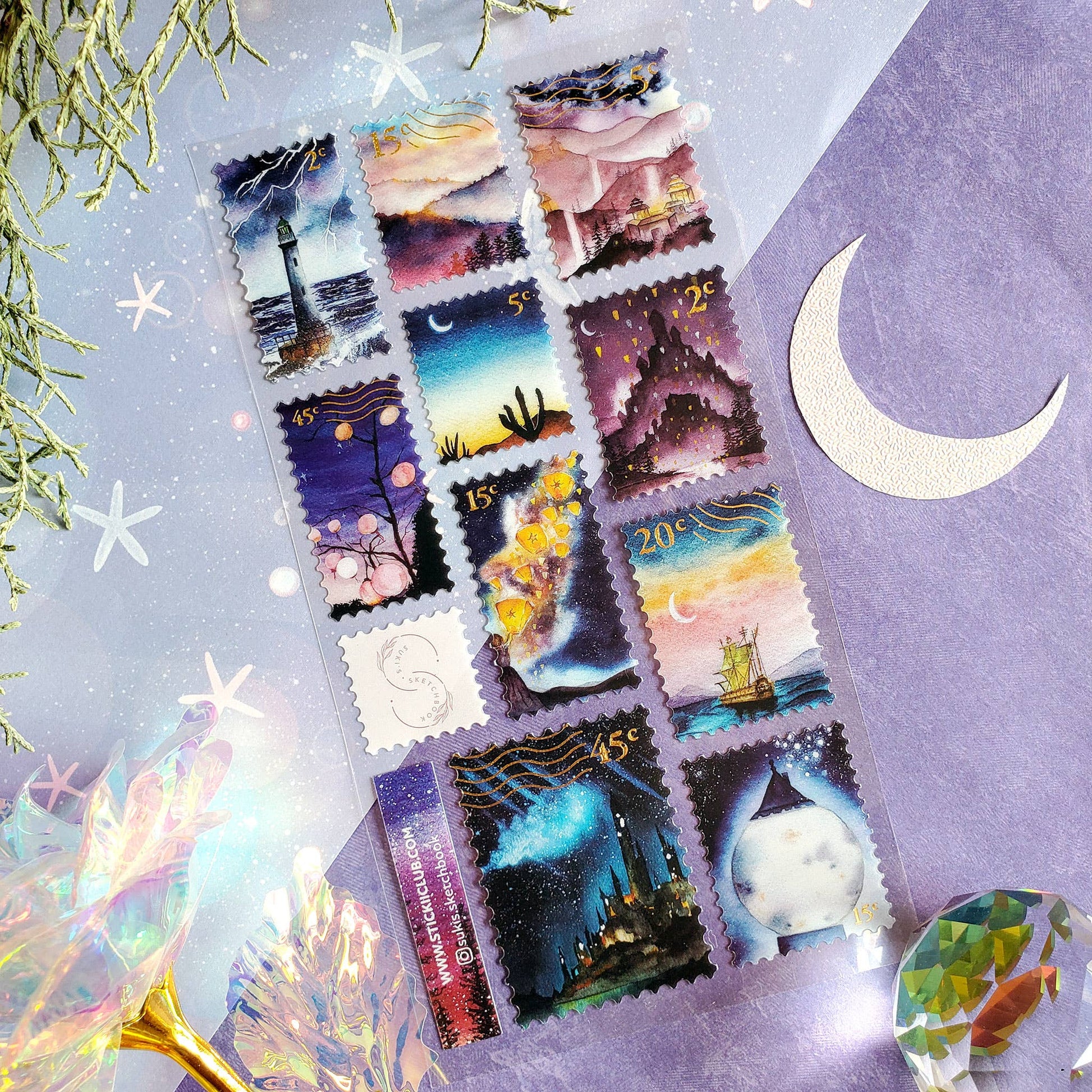 Night Sky Stamps Sticker Sheet