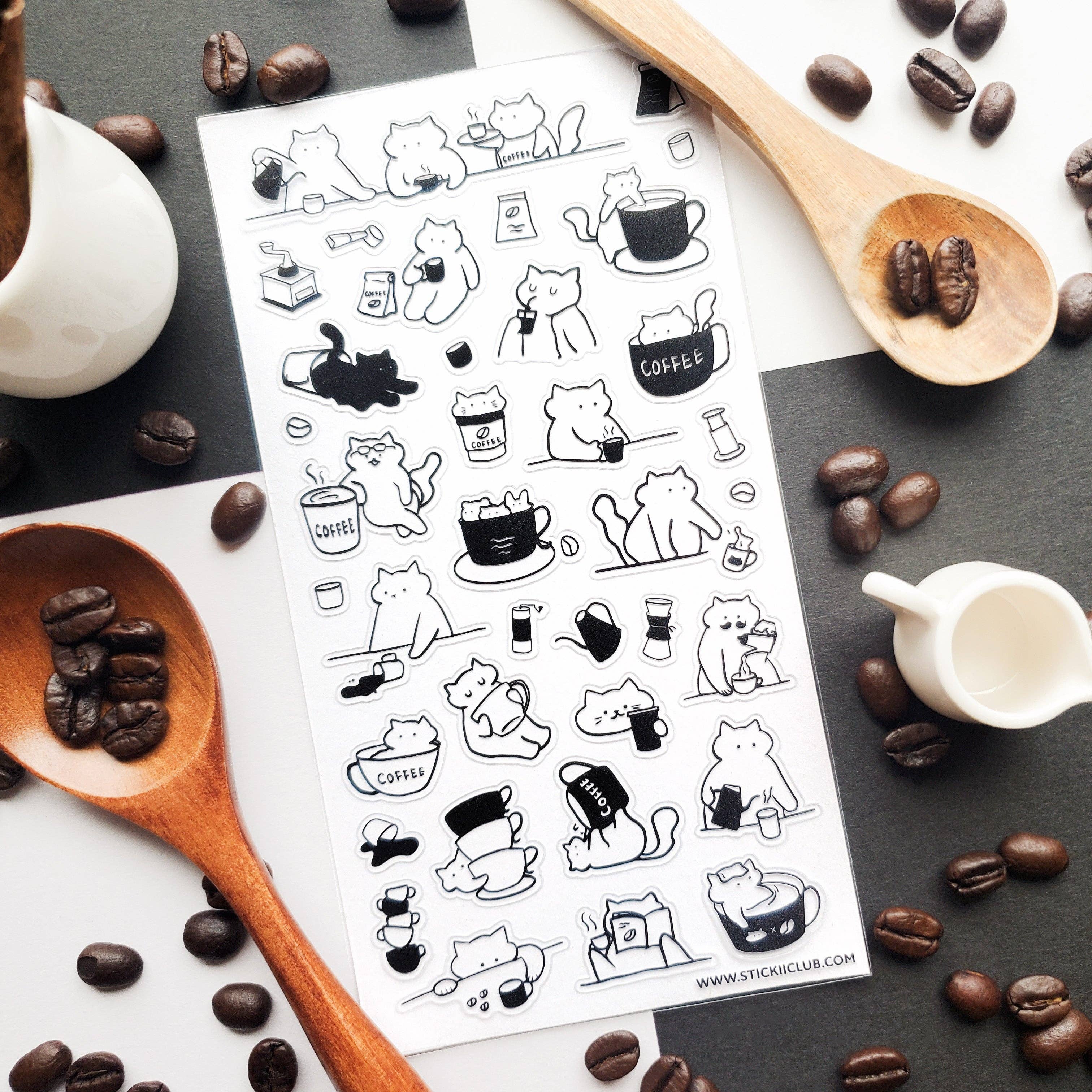 Caffeine Cats 1 Sticker Sheet