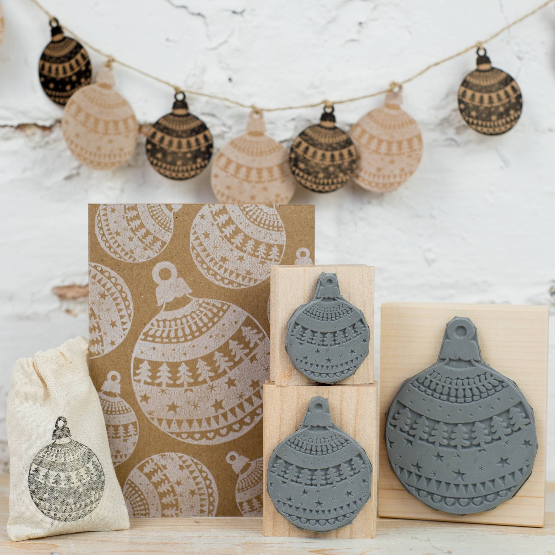 Christmas Pattern Bauble Rubber Stamp Christmas Decoration