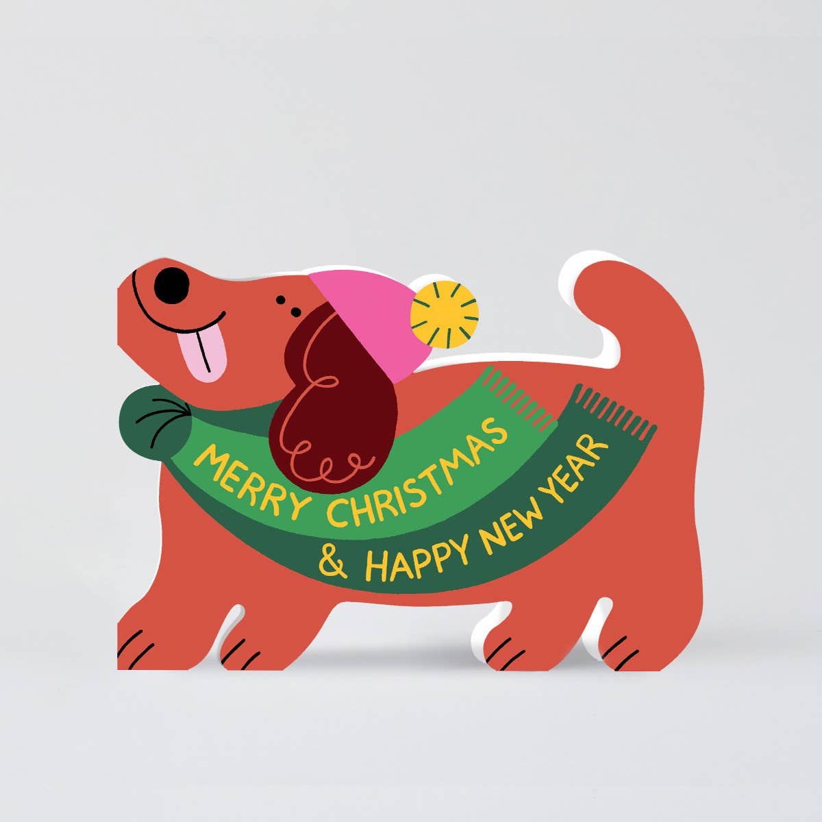 Merry Christmas Dog Holiday Die Cut Greeting Card