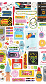 Collection of retro-themed products and items on a white background