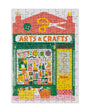 Jigsaw puzzle with a colorful design of an 'Arts & Crafts' store front.