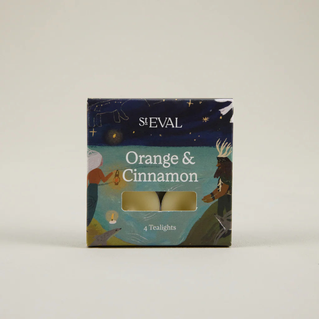 St. Eval Orange & Cinnamon tealights packaging on a white background