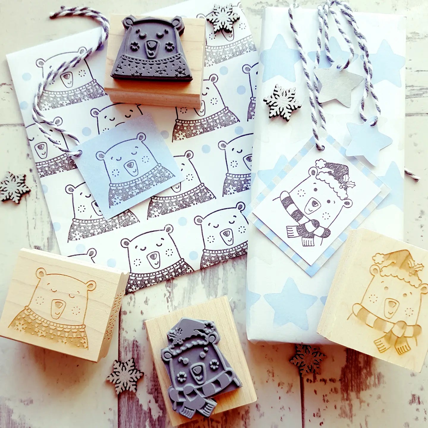 Christmas Polar Bear Rubber Stamp
