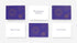 Set of four cards with purple and white design on a white background