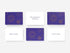 Set of four cards with purple and white design on a white background