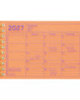 Orange spiral-bound calendar for 2027 with purple text on a white background