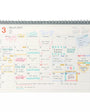 Monthly planner with colorful events and notes on a white background