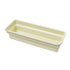 Rectangular ceramic dish with a silver rim on a white background