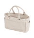 A light beige canvas organizer tote bag with two top handles and multiple front pockets, shown on a plain white background.