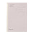 Light pink notebook with text on a white background