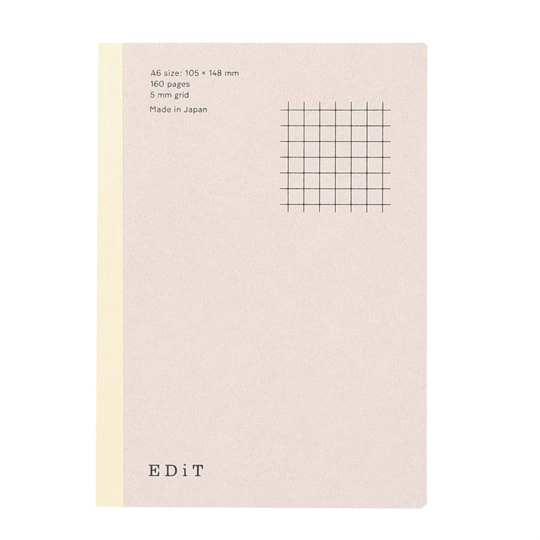 Notebook with grid pattern on beige cover, featuring 'EDI'T' branding.