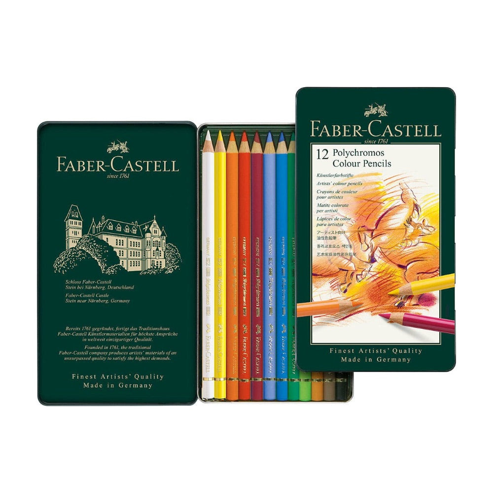 Faber-Castell Polychromos, Multicoloured, Tin Of 12 Pencils