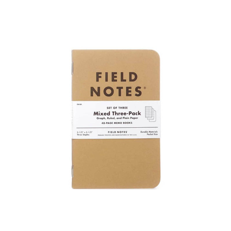 Field Notes Notebook Original Kraft 3 Pack Mixed