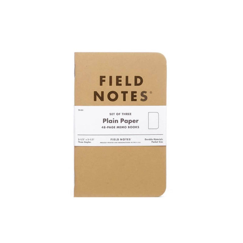 Field Notes Notebook Original Kraft 3 Pack Plain