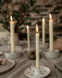 Gold Brushmarks 1/2" Candle Holder with lit candles