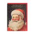 Vintage-style Santa Claus card with humorous text on a dark background
