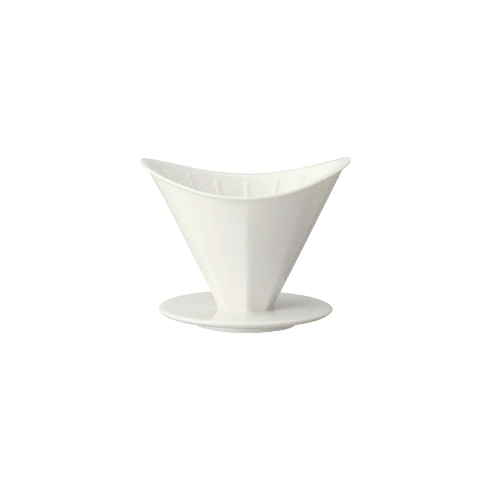 White ceramic coffee filter on a white background