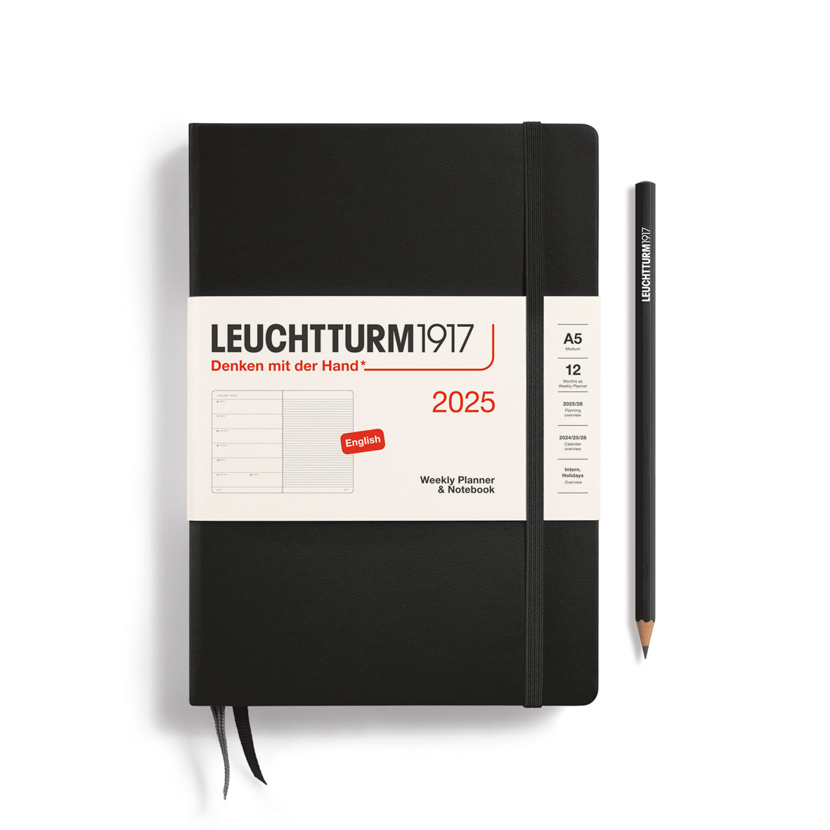 Leuchttrum1917 weekly diary and notebook 2025 Black