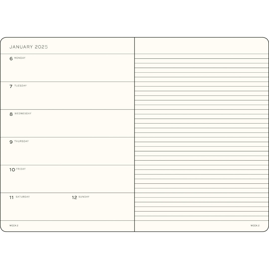 Leuchttrum1917 weekly diary and notebook 2025 Inside