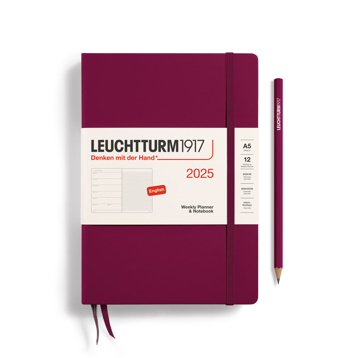 Leuchttrum1917 weekly diary and notebook 2025 Port Red