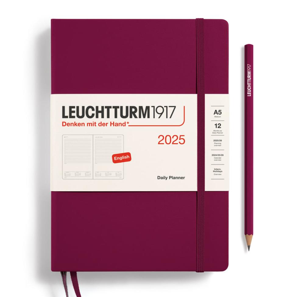 Leuchtturm1917 Daily Diary 2025 Port Red